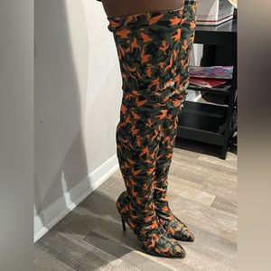 Thigh High Camouflage Heels